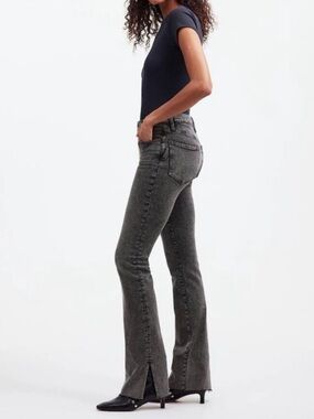 Madewell Kick Out Full Length Denim Jeans Flare Paynes Wash Grey Black Size 33